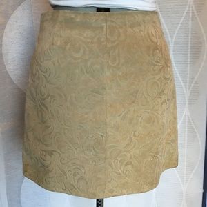 Cute Leather suede brown mini skirt, size 8